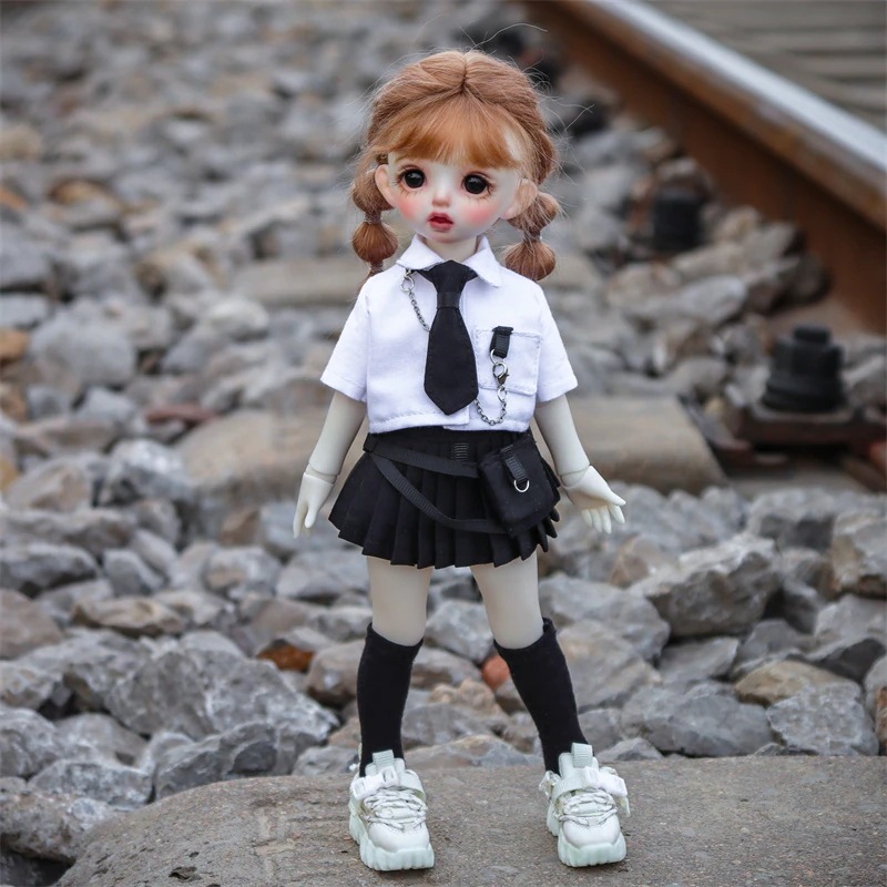 DD、SDサイズ　シャツ＆スカートセット BJD人形用衣装 セーラー服セット コート+帽子+ブローチ カレッジ風 ネイビー ブラック SD⁄DDサイズ人形用⁄MDXXZ | BTGARDEN  powered by BASE