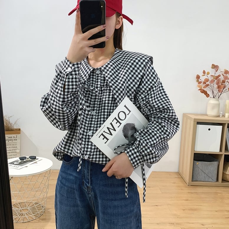 2color ビッグカラーブラウス デザインブラウス ビッグカラーシャツ セーラー襟 2color ビッグカラーブラウス デザインブラウス ビッグカラーシャツ セーラー襟