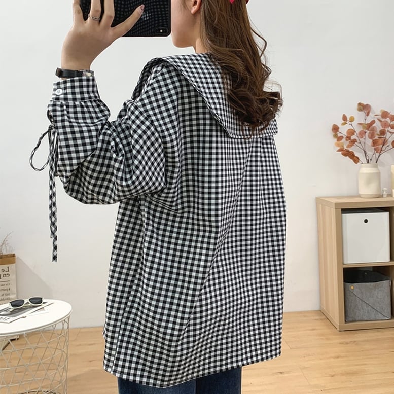 2color ビッグカラーブラウス デザインブラウス ビッグカラーシャツ セーラー襟 2color ビッグカラーブラウス デザインブラウス ビッグカラーシャツ セーラー襟