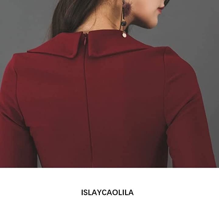 ジャケット ワンピース ディープVネック タイト ミディ クラブドレス 七分袖 スリット レディース(ワインレッド, XL)