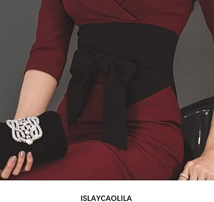 ジャケット ワンピース ディープVネック タイト ミディ クラブドレス 七分袖 スリット レディース(ワインレッド, XL)