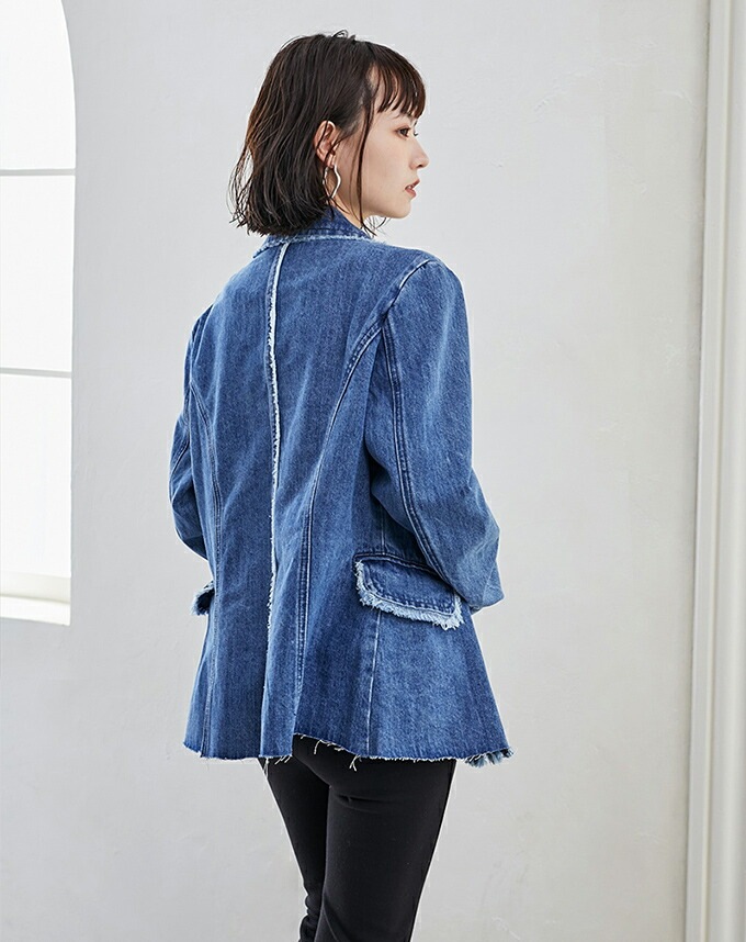 【即納】デニムジャケット レディース ノーカラー アウター コート トップス フリンジ コットン ジャケット スプリングコート 【即納】デニムジャケット レディース ノーカラー アウター コート トップス フリンジ コットン ジャケット スプリングコート
