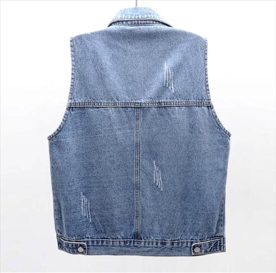 ベスト アウター デニムベスト ジャケット レディース 袖なし ポロ襟 無地 切り替えデザイン 春 秋 レギュラー丈 チョッキ 前開き シングルブレスト ノースリーブ かわいい きれいめ ワイルド 大