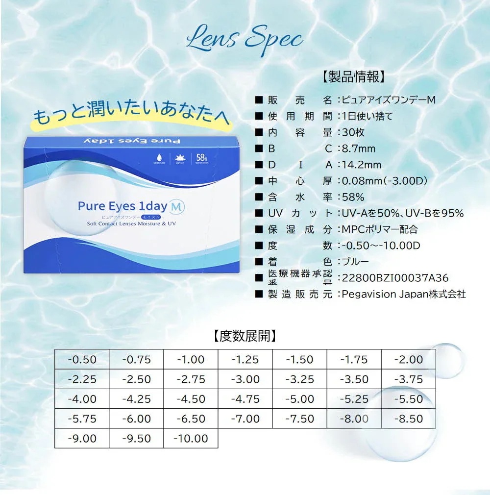 30枚入 [ 4箱 ] まとめ買い ピュアアイズワンデーM UV モイスト クリアコンタクトレンズ