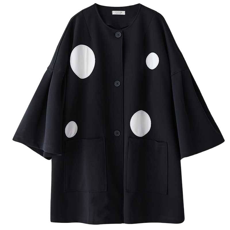 【Noir Mode】ジャケット トップス 秋 新作 大きいサイズ デザイン 水玉 バットスリーブ ファッションジャケット 女性 【Noir Mode】ジャケット トップス 秋 新作 大きいサイズ デザイン 水玉 バットスリーブ ファッションジャケット 女性