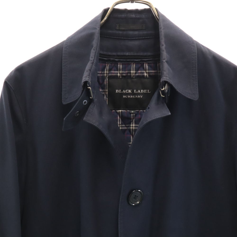 バーバリーブラックレーベル ステンカラーコート M ネイビー BURBERRY BLACK LABEL ライナー付き メンズ 古着