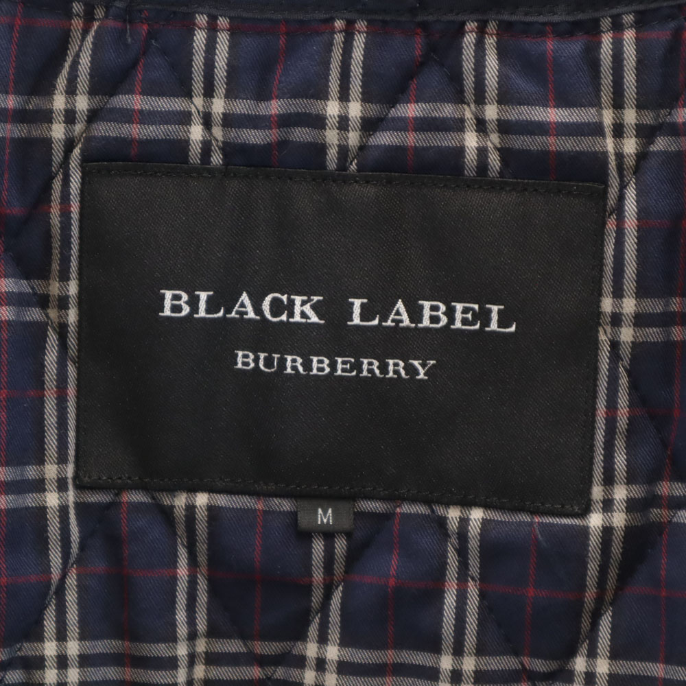 バーバリーブラックレーベル ステンカラーコート M ネイビー BURBERRY BLACK LABEL ライナー付き メンズ 古着