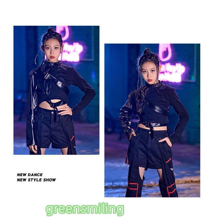 新しい子供用ダンスウェア ダンス衣装 キッズ 3点セット セットアップ ヘソ出し レザー袖 ズボン パンツ ヒップホップ 袖丈 黒 女の子 チアガール 子供服 派手 ストリート ジャズ 演出服 2枚購 新しい子供用ダンスウェア ダンス衣装 キッズ 3点セット セットアップ ヘソ出し レザー袖 ズボン パンツ ヒップホップ 袖丈 黒 女の子 チアガール 子供服 派手 ストリート ジャズ 演出服 2枚購