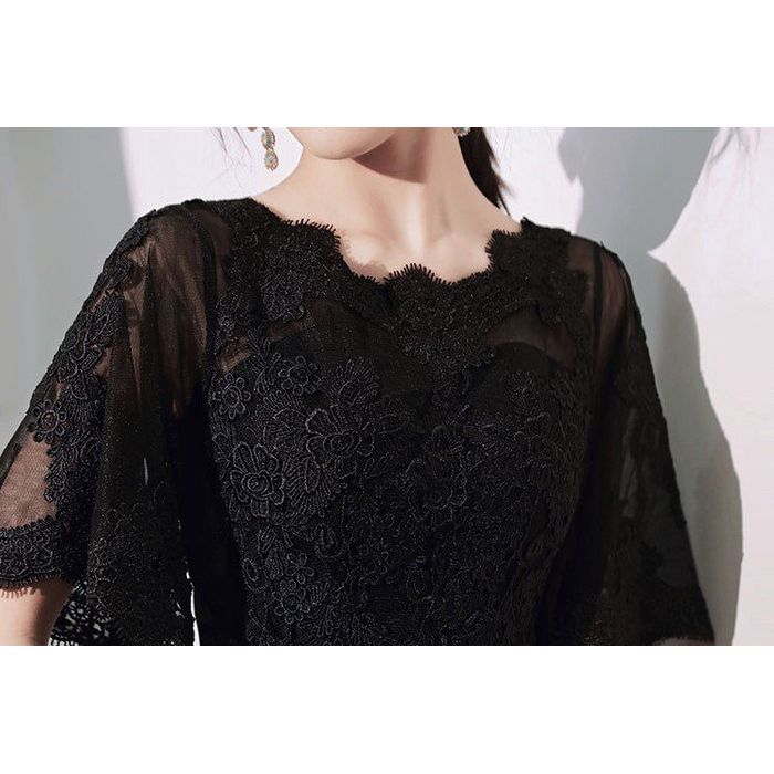パーティードレス韓国おしゃれお呼ばれ上品結婚式二次会謝会発表会演奏会可愛いロング個性的黒ワIンピース半袖レース大きいサイズ パーティードレス韓国おしゃれお呼ばれ上品結婚式二次会謝会発表会演奏会可愛いロング個性的黒ワIンピース半袖レース大きいサイズ
