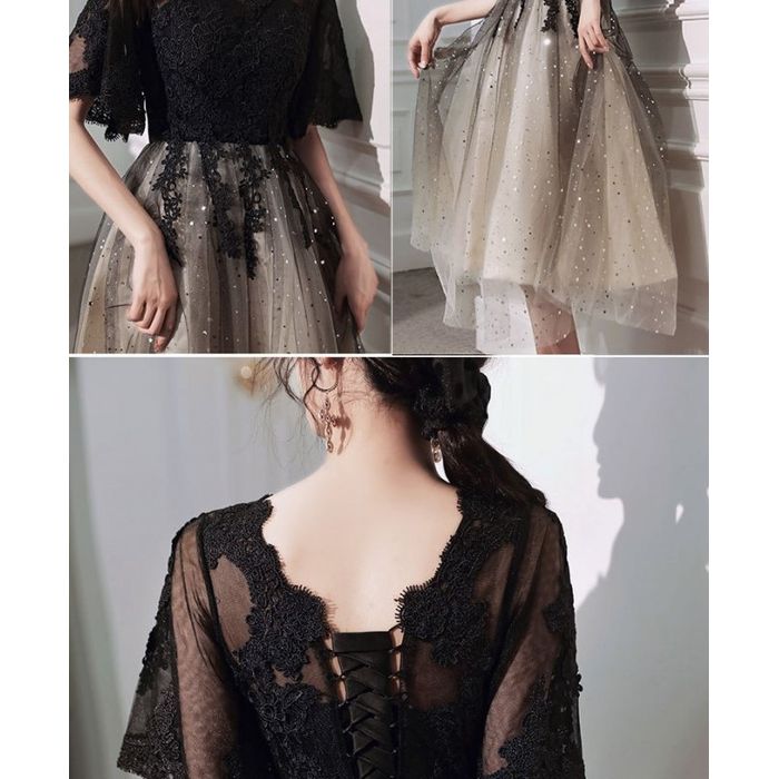 パーティードレス韓国おしゃれお呼ばれ上品結婚式二次会謝会発表会演奏会可愛いロング個性的黒ワIンピース半袖レース大きいサイズ パーティードレス韓国おしゃれお呼ばれ上品結婚式二次会謝会発表会演奏会可愛いロング個性的黒ワIンピース半袖レース大きいサイズ