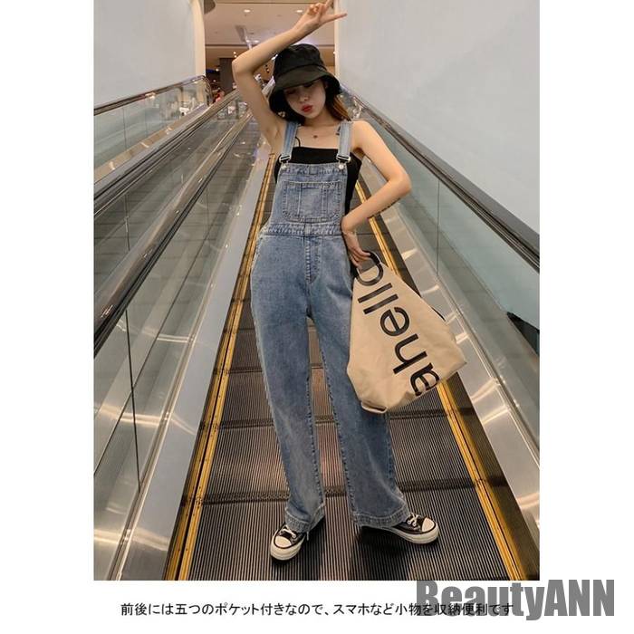 新生活 デニムサロペット レディース オーバーオール 無地 薄手 ワイド ロング丈 ポケット付き 体型カバー ゆったり シンプル 春夏秋 秋 春 冬 秋ファッション 冬物 春物 秋物 プレゼント ギフ
