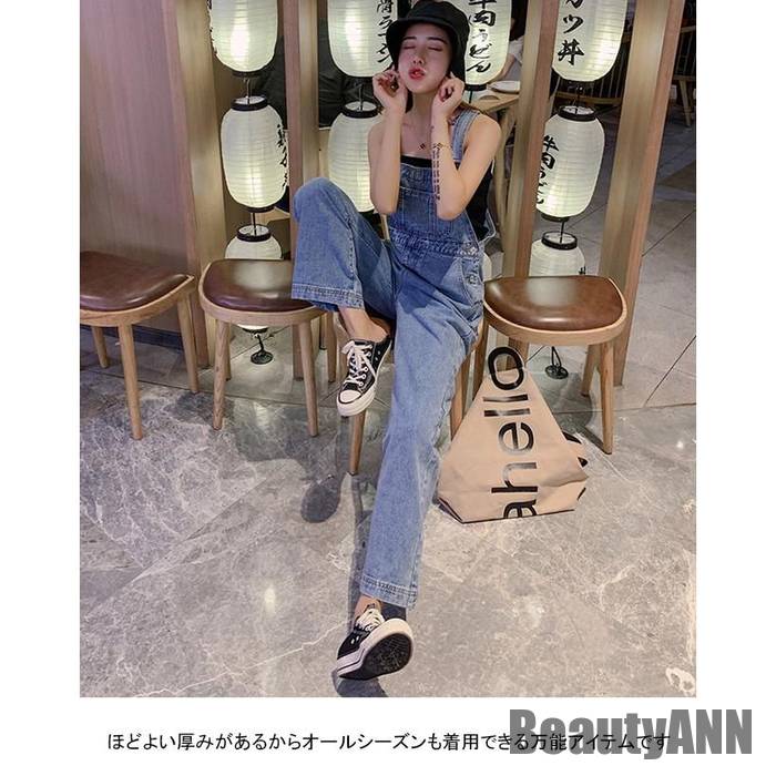 新生活 デニムサロペット レディース オーバーオール 無地 薄手 ワイド ロング丈 ポケット付き 体型カバー ゆったり シンプル 春夏秋 秋 春 冬 秋ファッション 冬物 春物 秋物 プレゼント ギフ