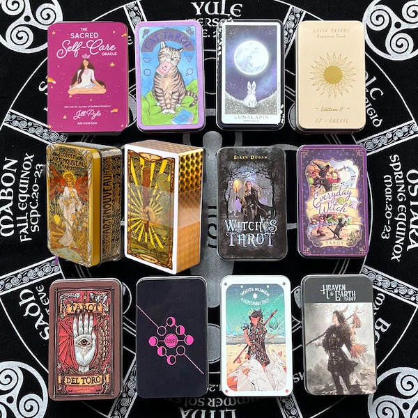 占いタロットカードとゴールドエッジ占いのため愛好家のための Tin Box Tarot