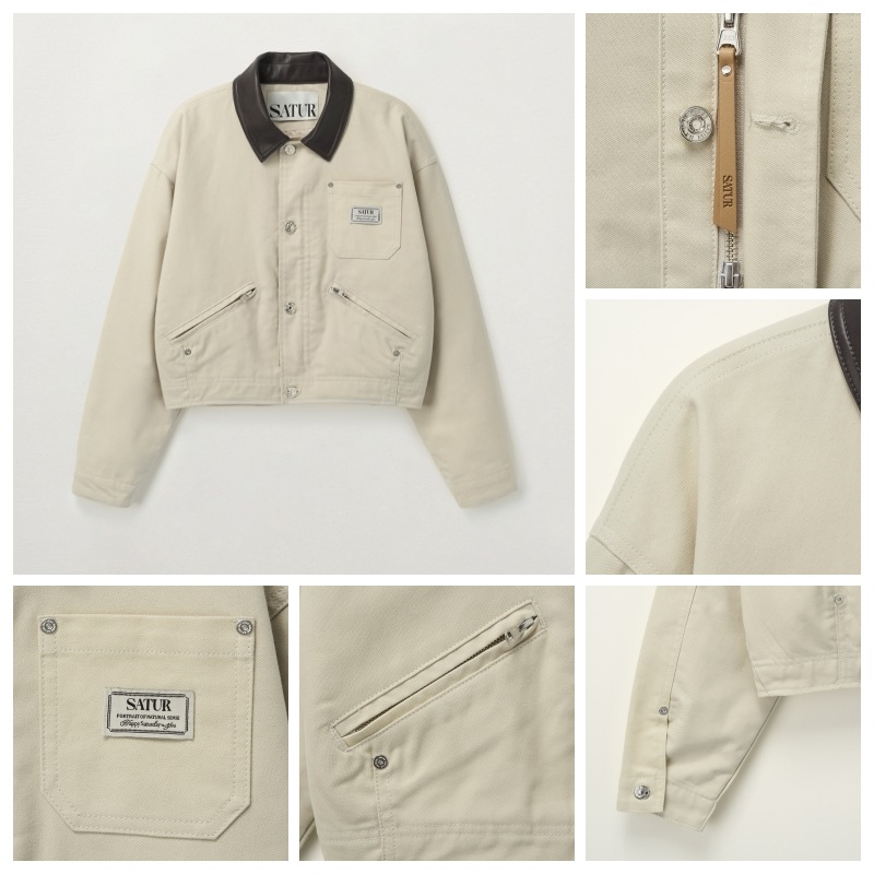 [人気]SATUR★ (W) Crop Cotton Work Jacket ★ワークジャケット SATUR】 (W) CROP COTTON WORK JACKET : 3COLORS その他 アウター