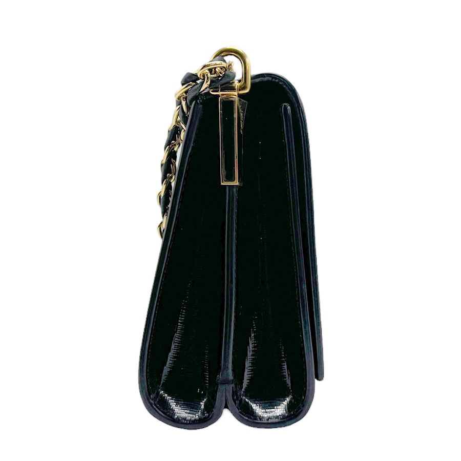 フェンディ FENDI ショルダーバッグ Claudia Bag Mini Vernice パテントレザー ブラック ゴールド レディース z1796
