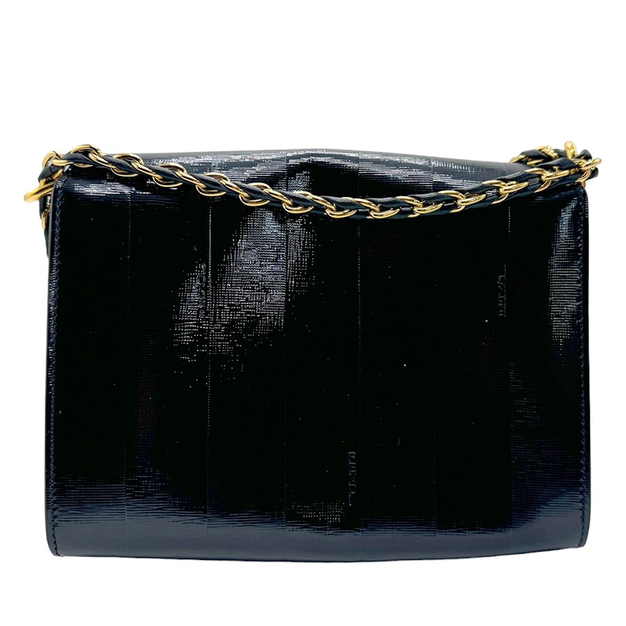 フェンディ FENDI ショルダーバッグ Claudia Bag Mini Vernice パテントレザー ブラック ゴールド レディース z1796