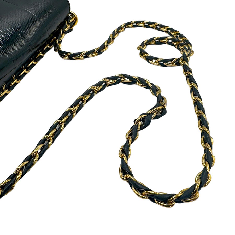 フェンディ FENDI ショルダーバッグ Claudia Bag Mini Vernice パテントレザー ブラック ゴールド レディース z1796