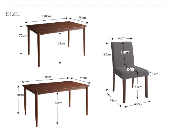 [組立設置付]洗濯機で洗える カバーリングチェアダイニング [ティモ] 5点セットA テーブルW120+チェアx4 ネイビー