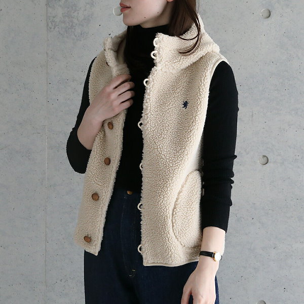 未使用　Gymphlex ジムフレックス　レディースボアフードベスト GYMPHLEX セール Gymphlex ジムフレックス フードつきボア