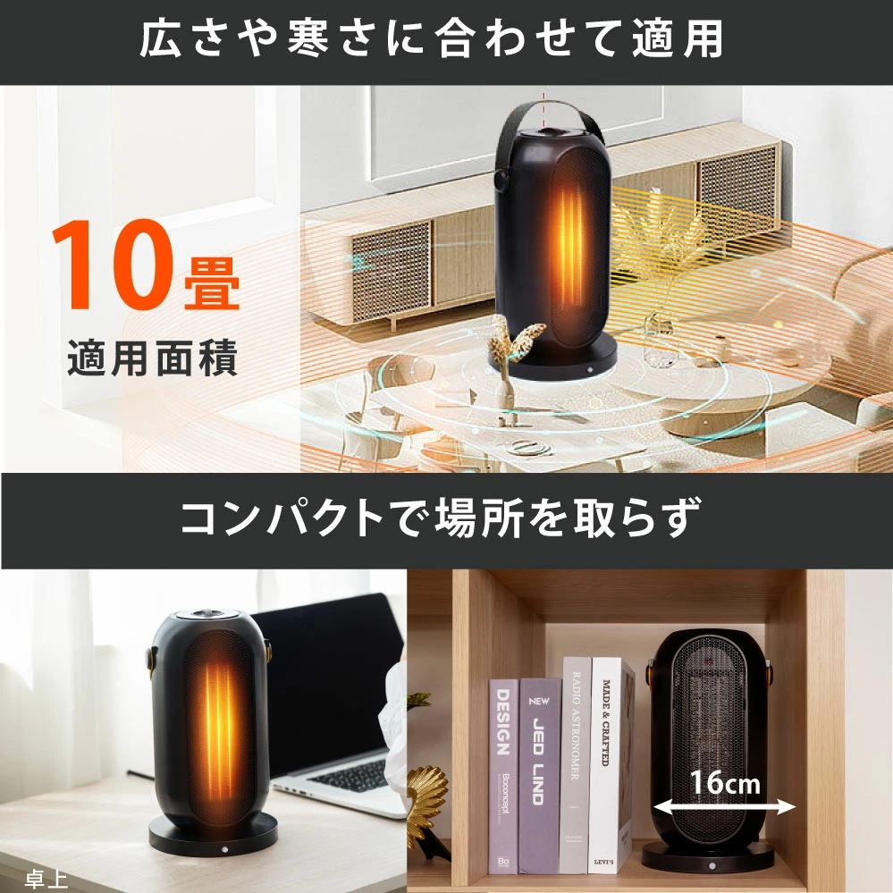 セラミックヒーター 電気ストーブ 小型 1200W セラミックファンヒーター 人感センサー 足元 オフィス 省エネ 暖房 送風 速暖 風量2段階 コンパクト 過熱保護 転倒オフ 節電 暖房器具 脱衣所