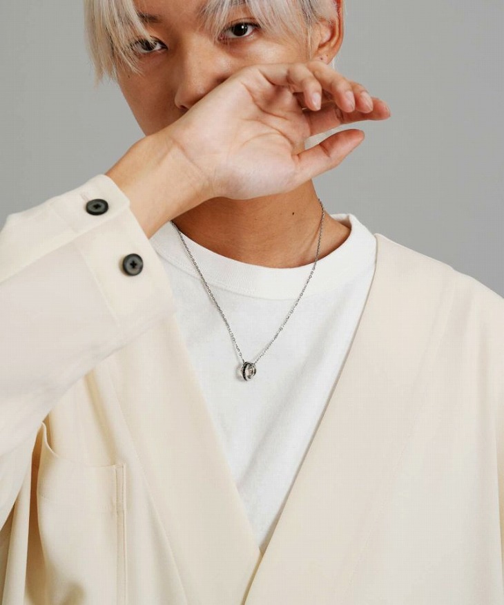 ネックレス メンズ ロゴダブルリングネックレス サージカルステンレス316L LH-03NE0515 ステンレス アレルギーフリー 【ネコポス】