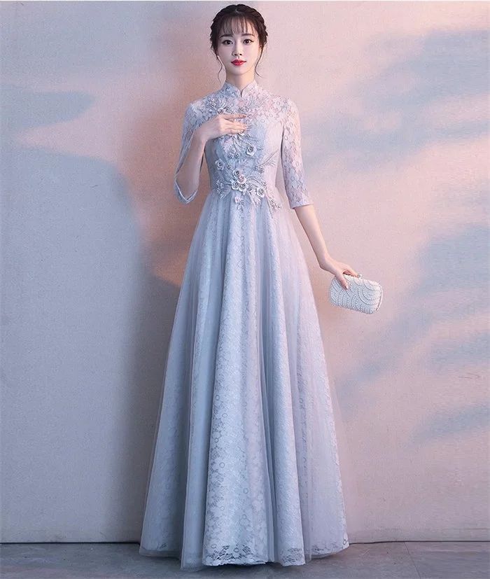 パーティードレス ロングドレス マキシワンピース 立ち襟 ハイネック ドレス 綺麗め イブイングドレス レース コンサート 演奏会 発表会 レディース 成人式 ウエディングドレス 二次会 結婚式 ワン