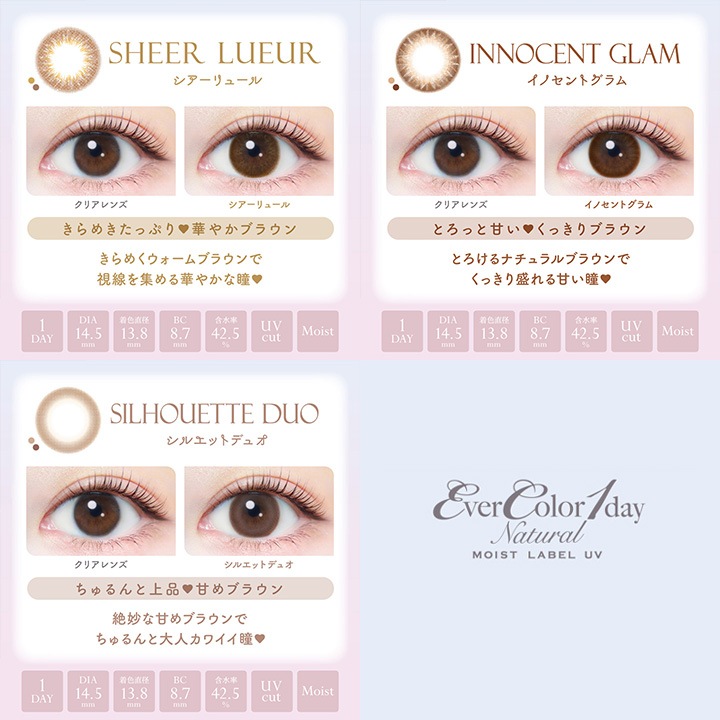 エバーカラーワンデー ナチュラルモイストレーベル UV 20枚入り 2箱