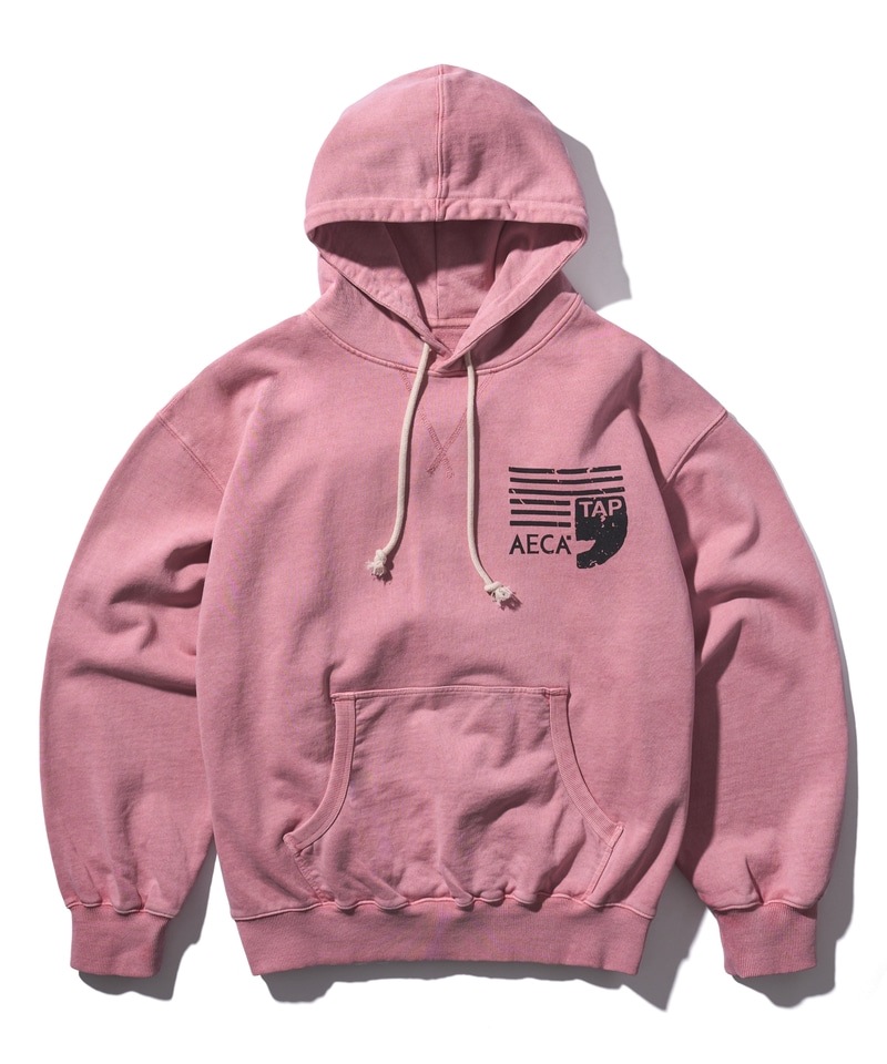 パーカー・フーディ AECA WHITE AECA WORLD WIDE HOODIE SWEATWASHED PINK AECA WHITE】 AECA WORLD WIDE HOODIE SWEAT : WASHED PINK パーカー
