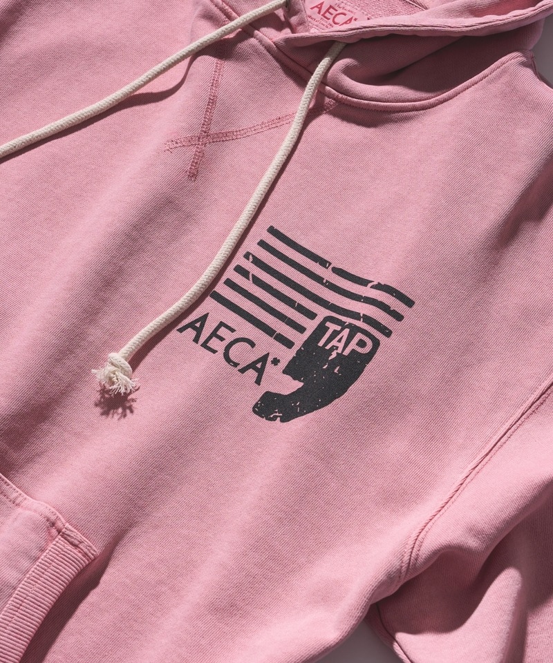 パーカー・フーディ AECA WHITE AECA WORLD WIDE HOODIE SWEATWASHED PINK AECA WHITE】 AECA WORLD WIDE HOODIE SWEAT : WASHED PINK パーカー