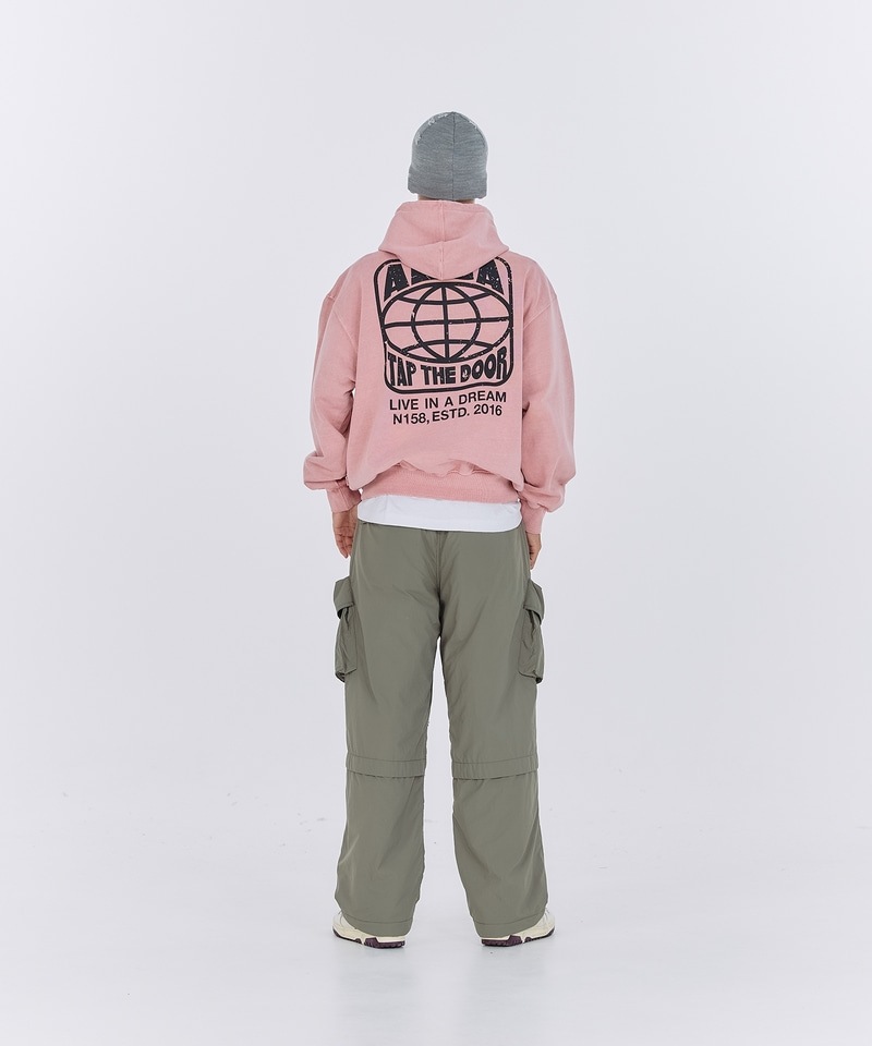 パーカー・フーディ AECA WHITE AECA WORLD WIDE HOODIE SWEATWASHED PINK AECA WHITE】 AECA WORLD WIDE HOODIE SWEAT : WASHED PINK