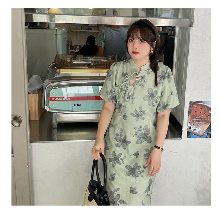 新商品登場2L～6L1色2タイプ写真色 膝丈 ロング丈 大きいサイズ ワンピース お嬢様 ワンピ クラシカル ロリータ ゴスロリ レトロ コスプレ制服 アイドル衣装ぽっちゃりさんのチャイナ風