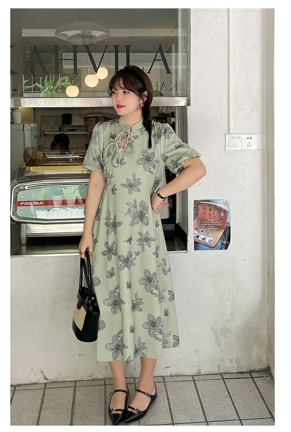 新商品登場2L～6L1色2タイプ写真色 膝丈 ロング丈 大きいサイズ ワンピース お嬢様 ワンピ クラシカル ロリータ ゴスロリ レトロ コスプレ制服 アイドル衣装ぽっちゃりさんのチャイナ風