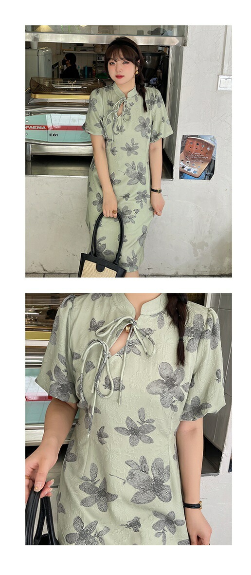 新商品登場2L～6L1色2タイプ写真色 膝丈 ロング丈 大きいサイズ ワンピース お嬢様 ワンピ クラシカル ロリータ ゴスロリ レトロ コスプレ制服 アイドル衣装ぽっちゃりさんのチャイナ風