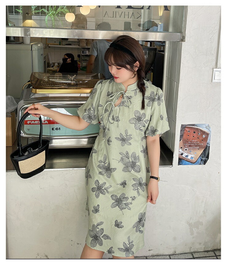 新商品登場2L～6L1色2タイプ写真色 膝丈 ロング丈 大きいサイズ ワンピース お嬢様 ワンピ クラシカル ロリータ ゴスロリ レトロ コスプレ制服 アイドル衣装ぽっちゃりさんのチャイナ風