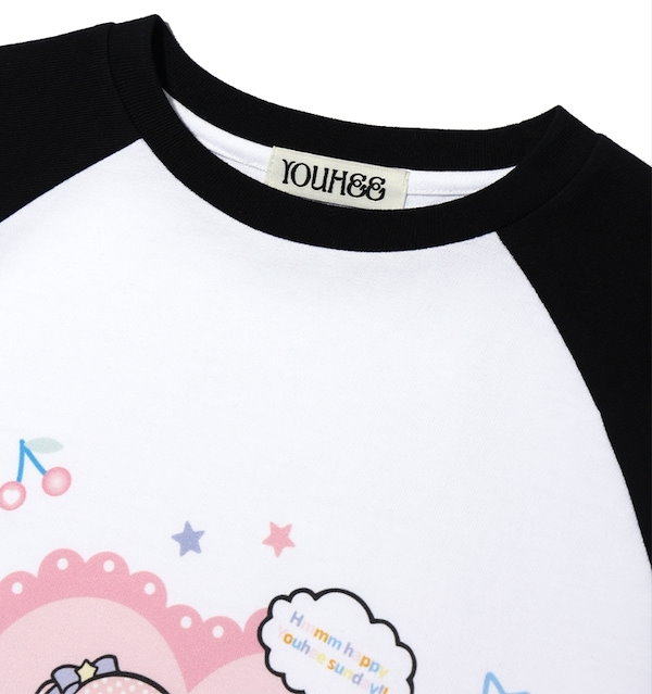 【YOUHEE】YOUHEE X LITTLE TWIN STAR HEART RAGLAN LONG SLEEVE Qoo10] YOUHEE 【YOUHEE X LITTLE TWI