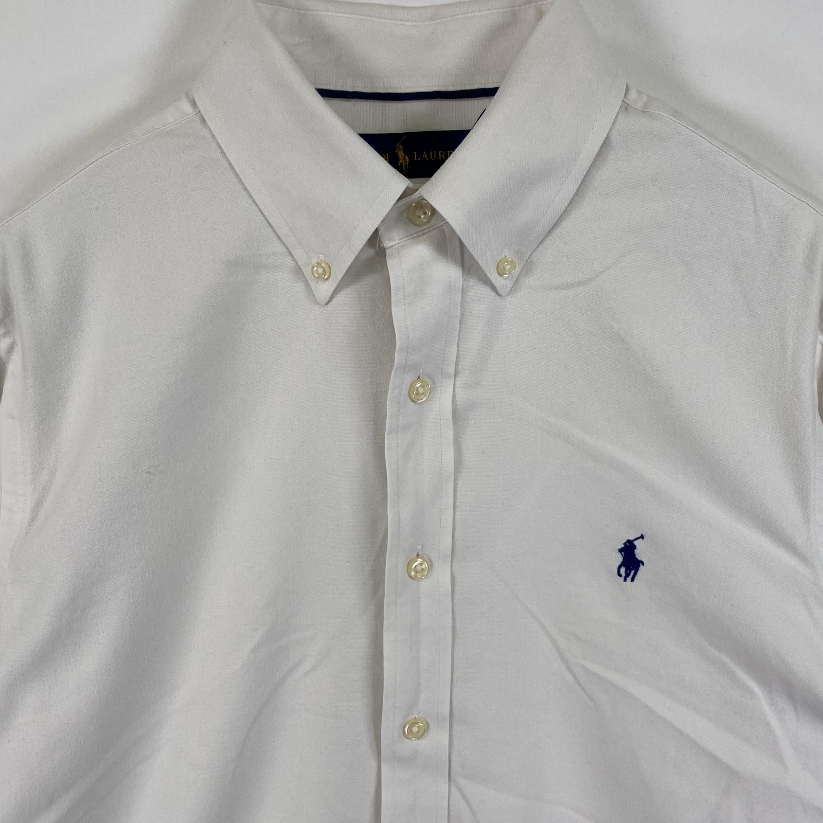 古着 長袖シャツ ボタンダウン ロゴ刺繍 ワンポイント M ホワイト 無地 メンズ 古着 長袖シャツ ボタンダウン ロゴ刺繍 ワンポイント M ホワイト 無地 メンズ