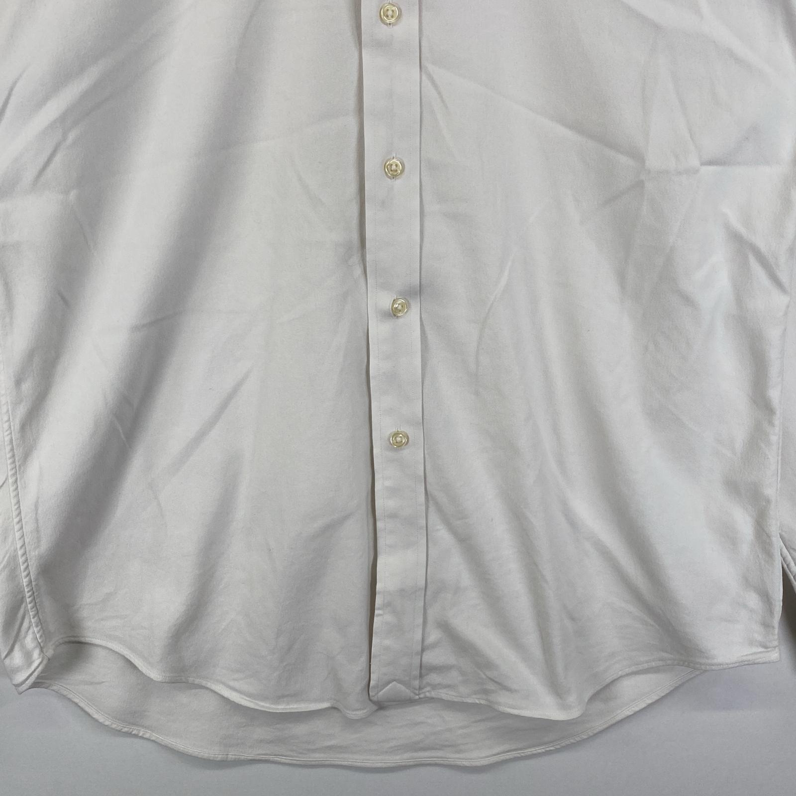 古着 長袖シャツ ボタンダウン ロゴ刺繍 ワンポイント M ホワイト 無地 メンズ 古着 長袖シャツ ボタンダウン ロゴ刺繍 ワンポイント M ホワイト 無地 メンズ