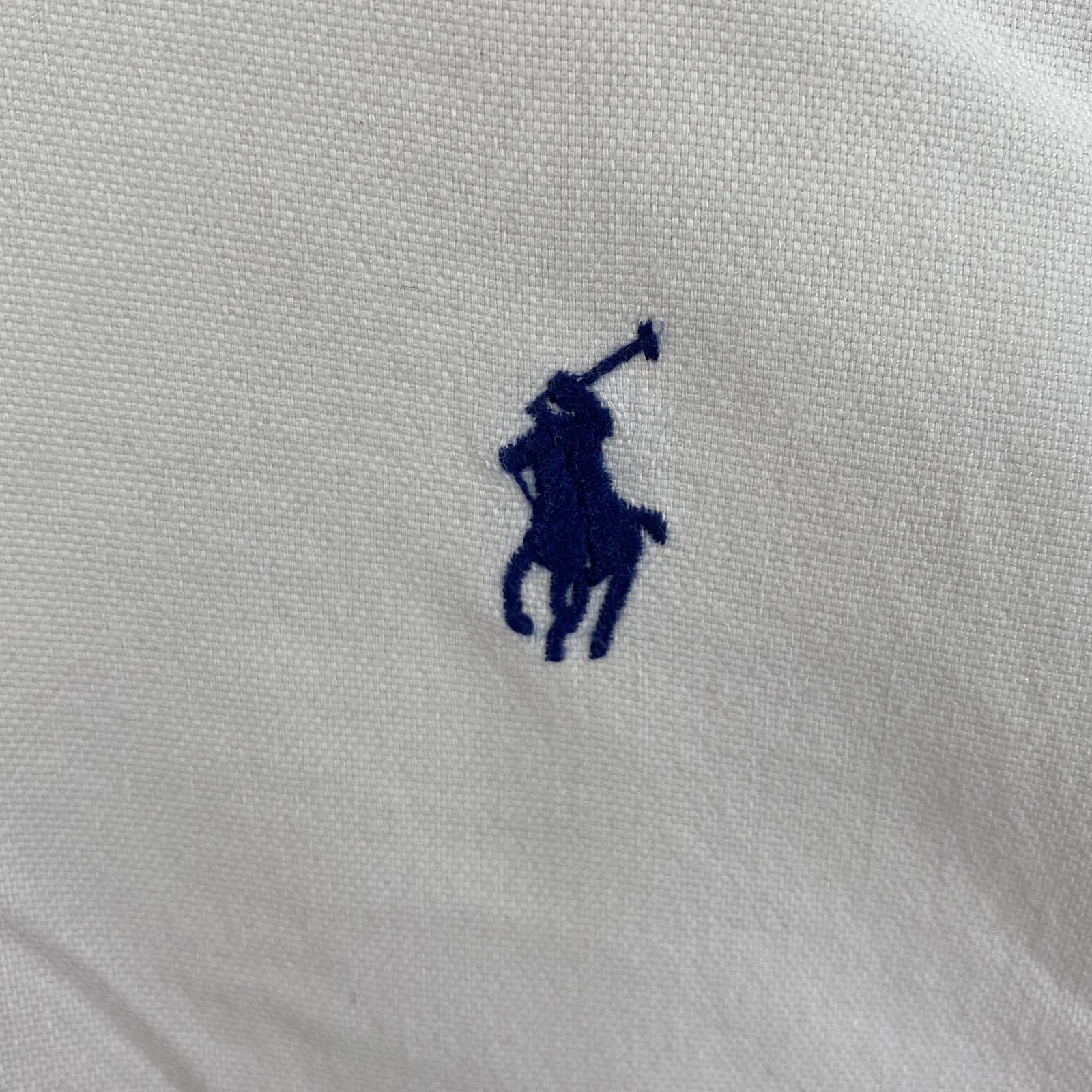 古着 長袖シャツ ボタンダウン ロゴ刺繍 ワンポイント M ホワイト 無地 メンズ 古着 長袖シャツ ボタンダウン ロゴ刺繍 ワンポイント M ホワイト 無地 メンズ