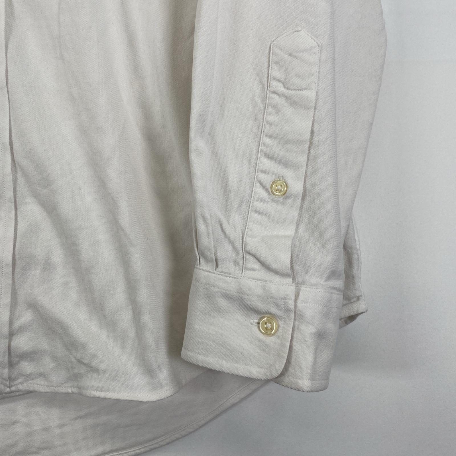 古着 長袖シャツ ボタンダウン ロゴ刺繍 ワンポイント M ホワイト 無地 メンズ 古着 長袖シャツ ボタンダウン ロゴ刺繍 ワンポイント M ホワイト 無地 メンズ