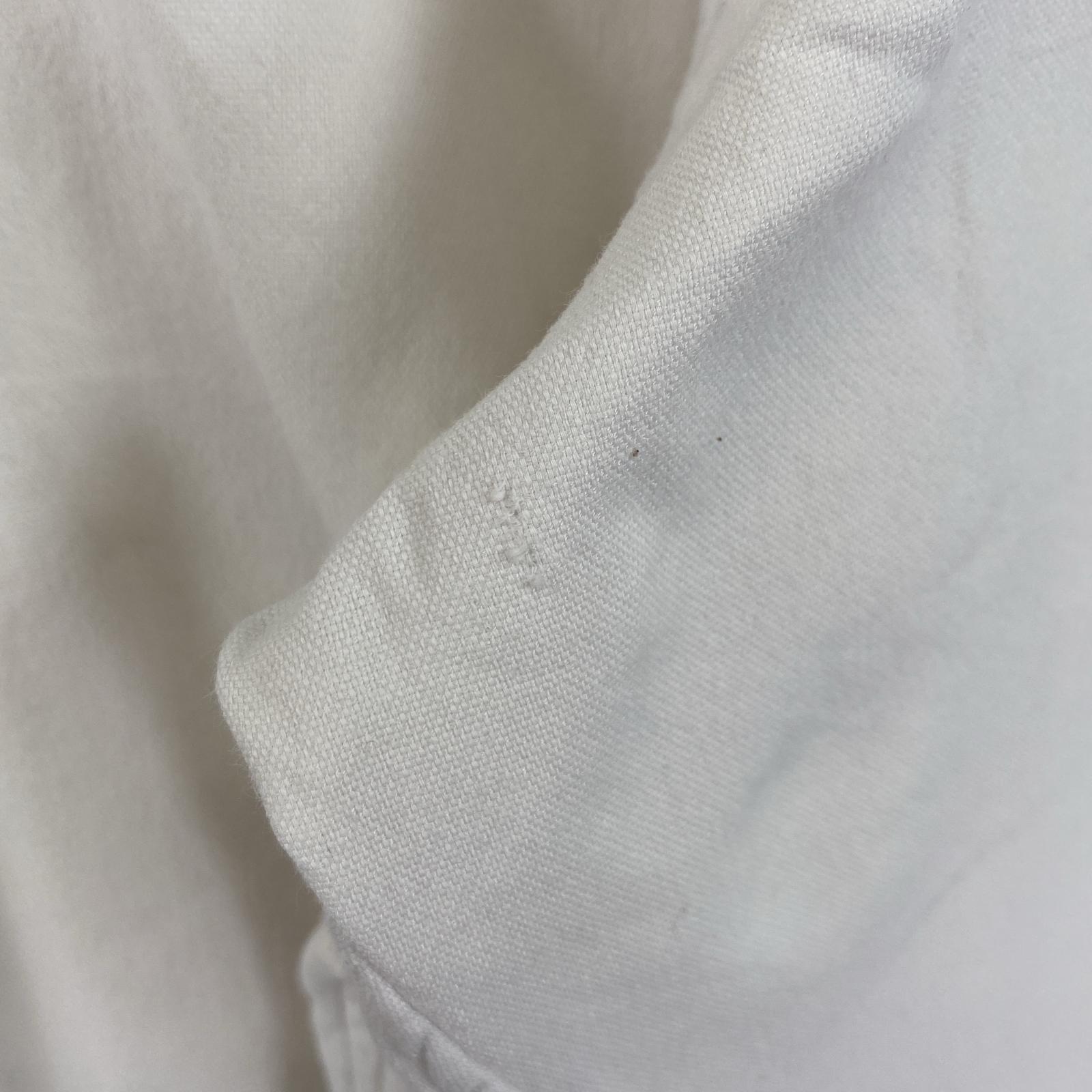 古着 長袖シャツ ボタンダウン ロゴ刺繍 ワンポイント M ホワイト 無地 メンズ 古着 長袖シャツ ボタンダウン ロゴ刺繍 ワンポイント M ホワイト 無地 メンズ