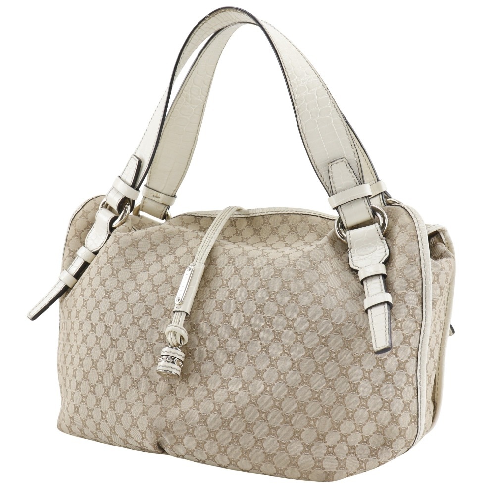 マカダム トートバッグ キャンバス クロコダイル ベージュ レディース 中古品