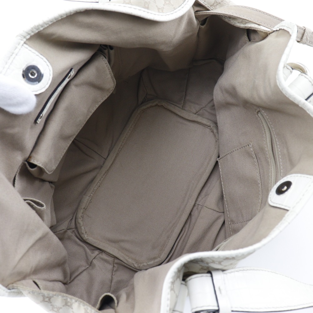 マカダム トートバッグ キャンバス クロコダイル ベージュ レディース 中古品