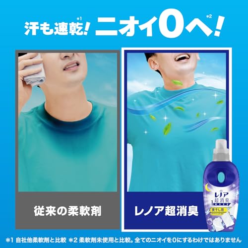 レノア 超消臭1WEEK 柔軟剤 夜干し用 アクアナイトシャボン 詰め替え 1,280mL×6袋 [大容量] [ケース品]