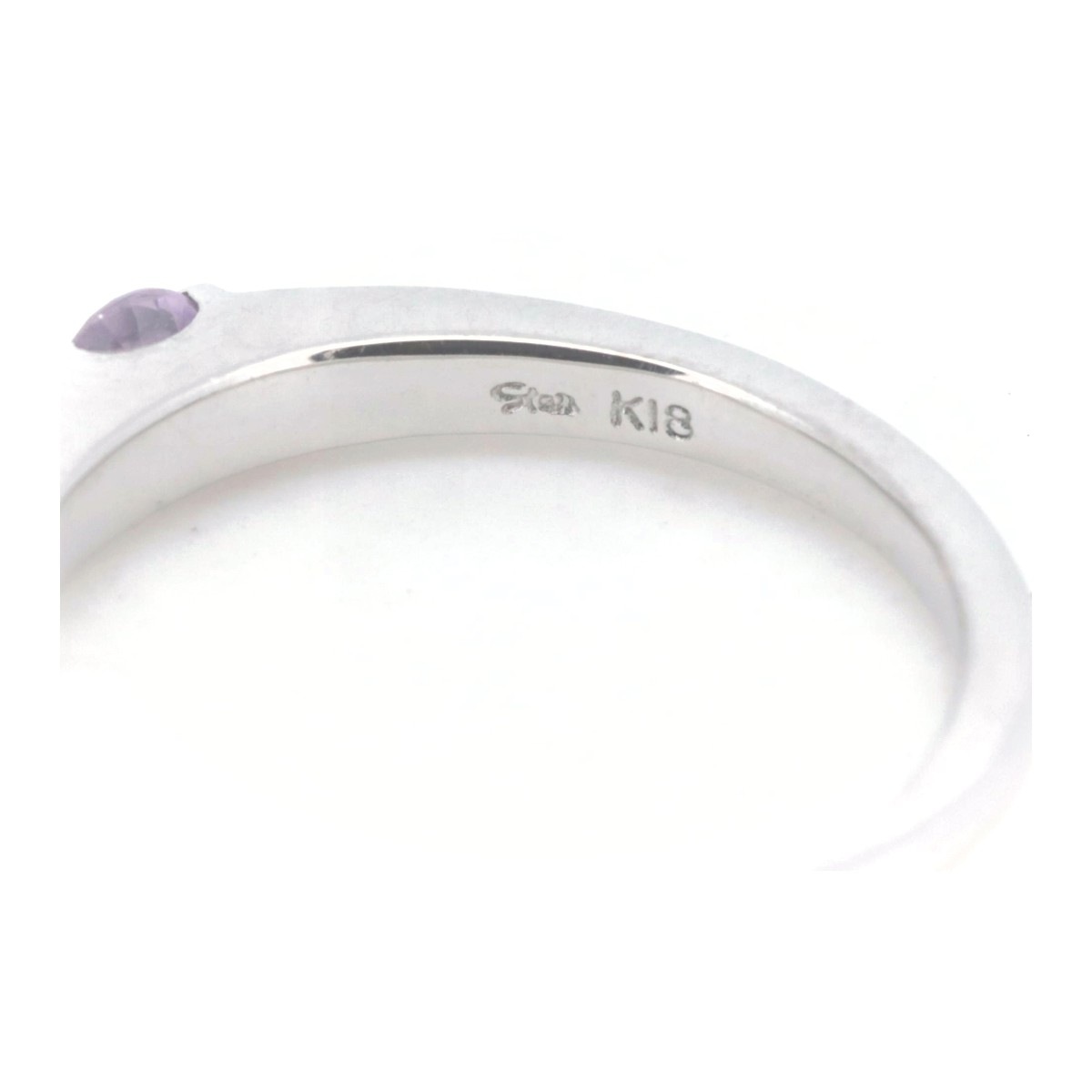 ピンク色石 ダイヤモンド リング 指輪 0.01ct 5.5号 K18WG(18金 ホワイトゴールド) 質屋出品