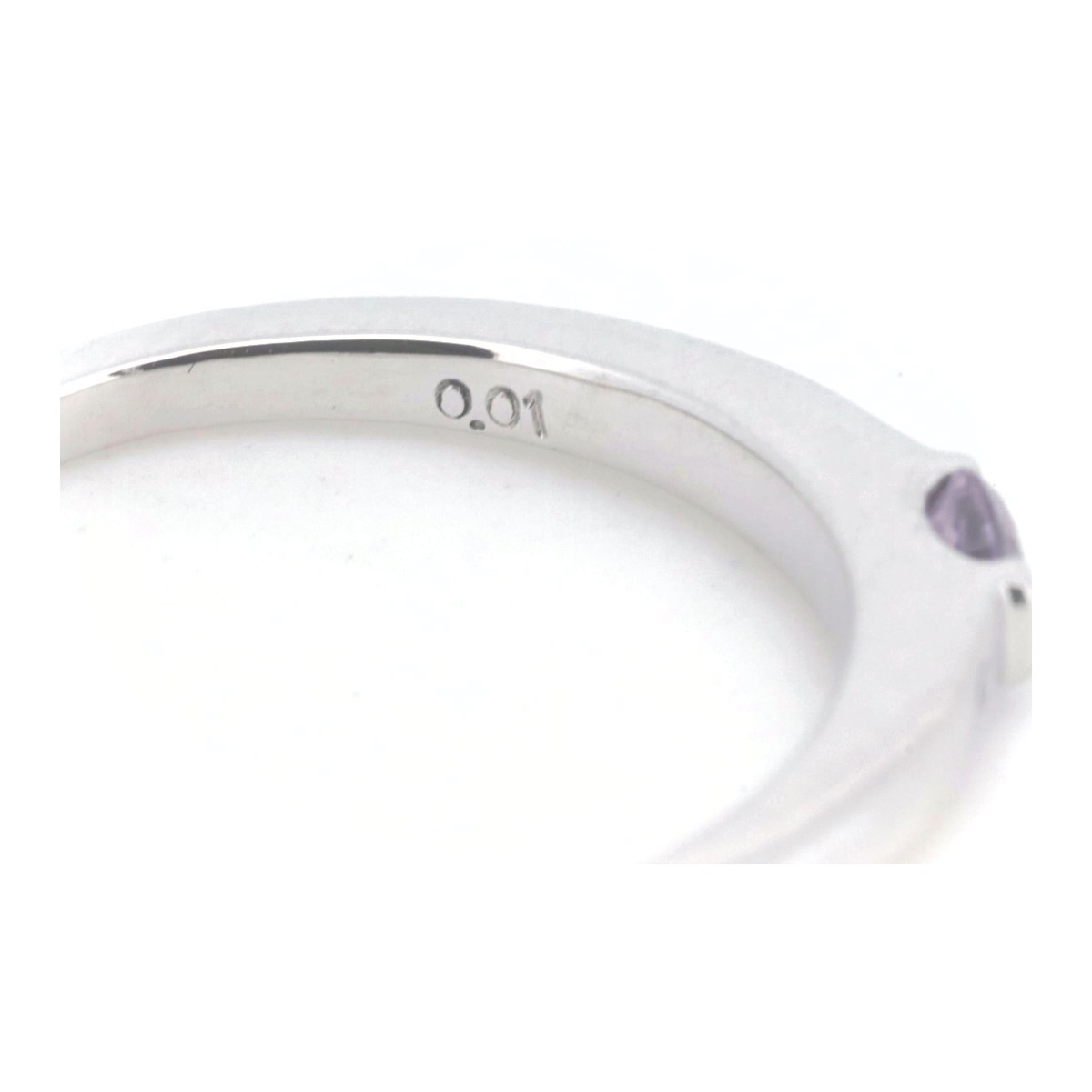 ピンク色石 ダイヤモンド リング 指輪 0.01ct 5.5号 K18WG(18金 ホワイトゴールド) 質屋出品
