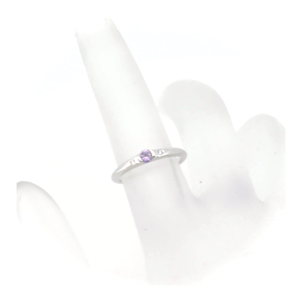 ピンク色石 ダイヤモンド リング 指輪 0.01ct 5.5号 K18WG(18金 ホワイトゴールド) 質屋出品