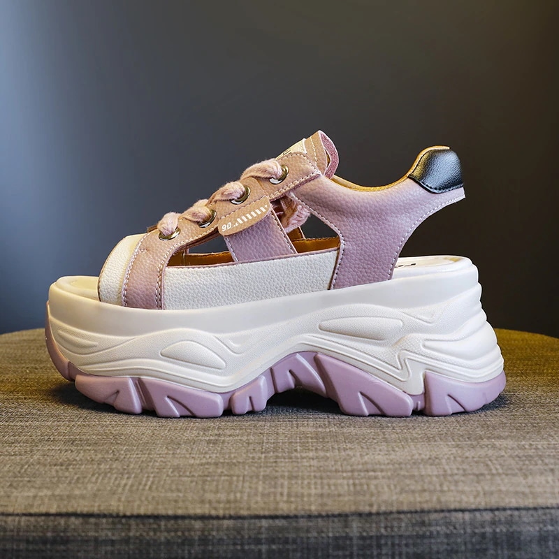 母の日【レトロ】ピープトゥサンダル レディース 8cm厚底 メッシュ 紐結び 2025夏 脚長見え 柔らか トレンド 母の日【レトロ】ピープトゥサンダル レディース 8cm厚底 メッシュ 紐結び 2025夏 脚長見え 柔らか トレンド