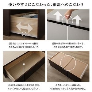 組立設置サービス 頑丈ボックス収納 ベッド セミシングル （フレームのみ） アイボリー 日本製 引き出し2杯付き