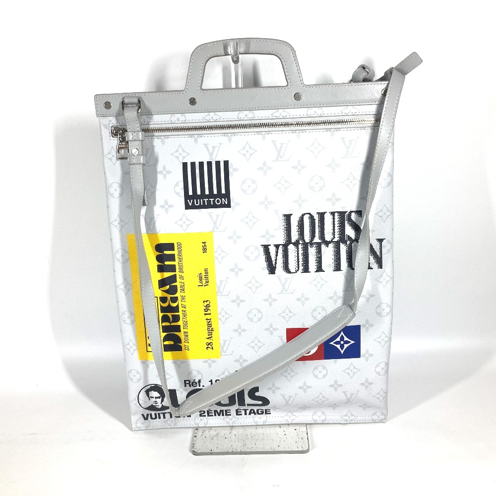 トートバッグ M44627 フラットヴェルティカルトート モノグラムホワイト 2WAYバッグ ショルダーバッグ 斜め掛け ハンドバッグ モノグラムキャンバス ホワイト