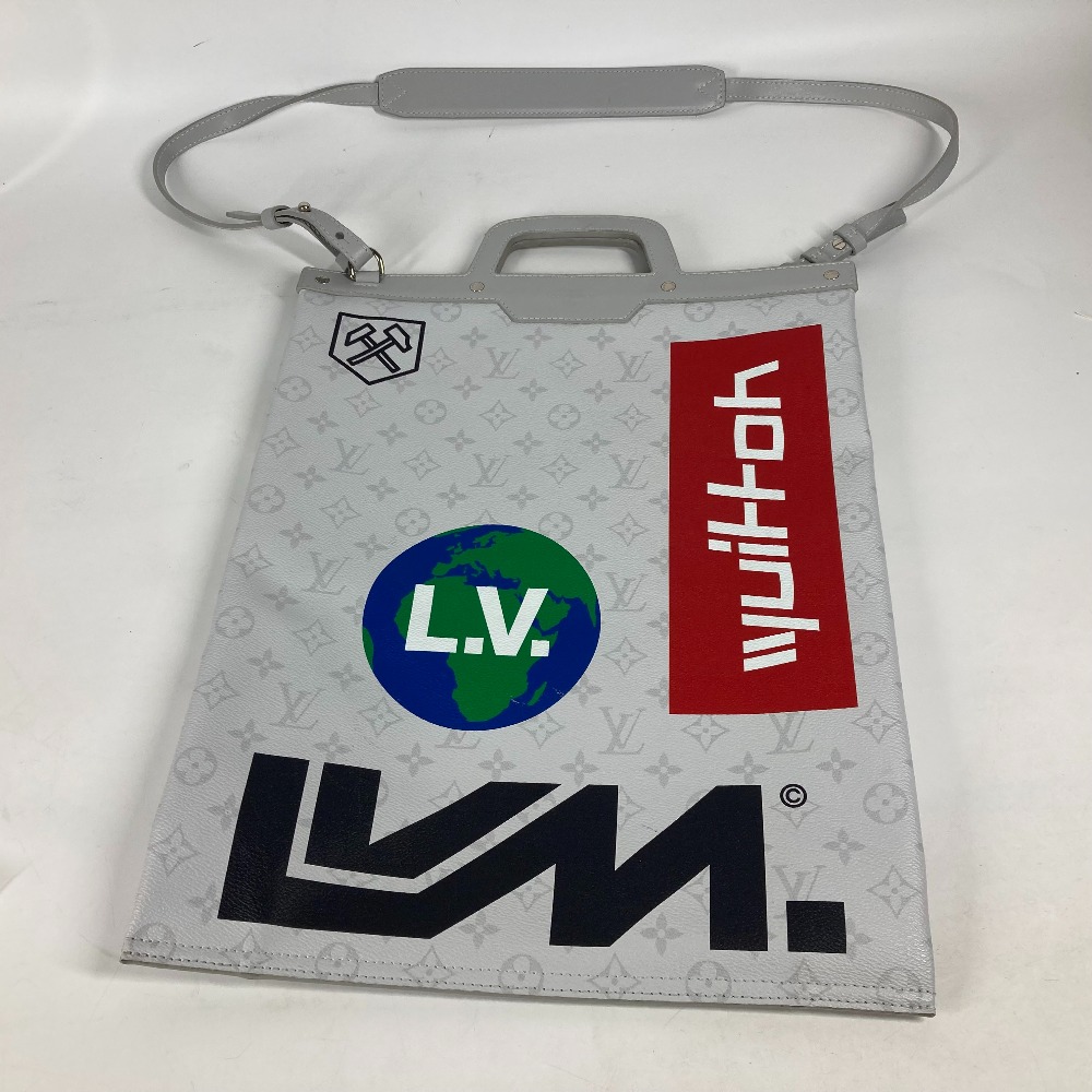 トートバッグ M44627 フラットヴェルティカルトート モノグラムホワイト 2WAYバッグ ショルダーバッグ 斜め掛け ハンドバッグ モノグラムキャンバス ホワイト